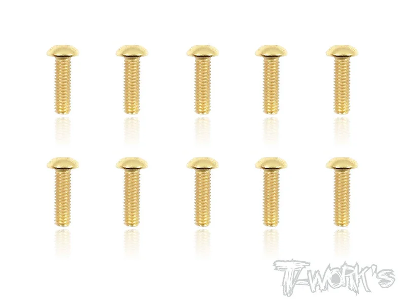 GSS-310B 3mmx10mm Gold Plated Button Head Steel Screws10pcs.