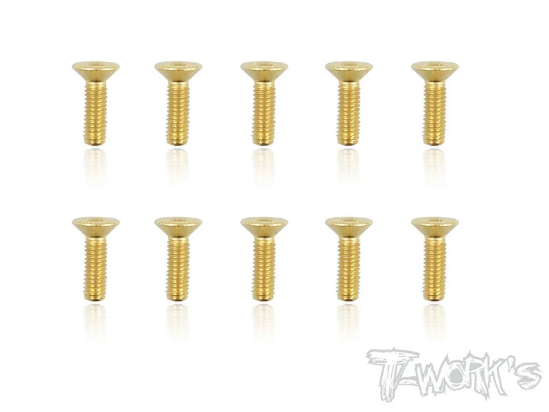 GSS-310C 3mmx10mm Gold Plated Hex. Countersink Steel Screws10pcs.