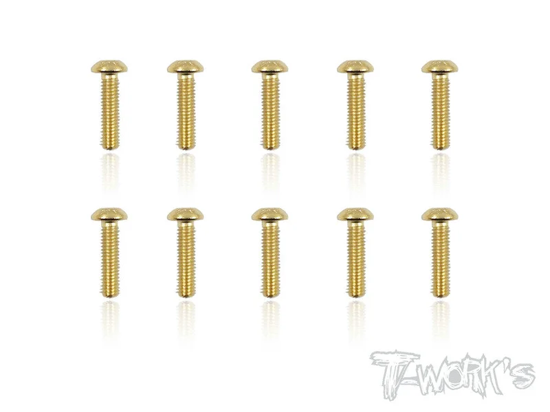 GSS-312B 3mmx12mm Gold Plated Button Head Steel Screws10pcs.