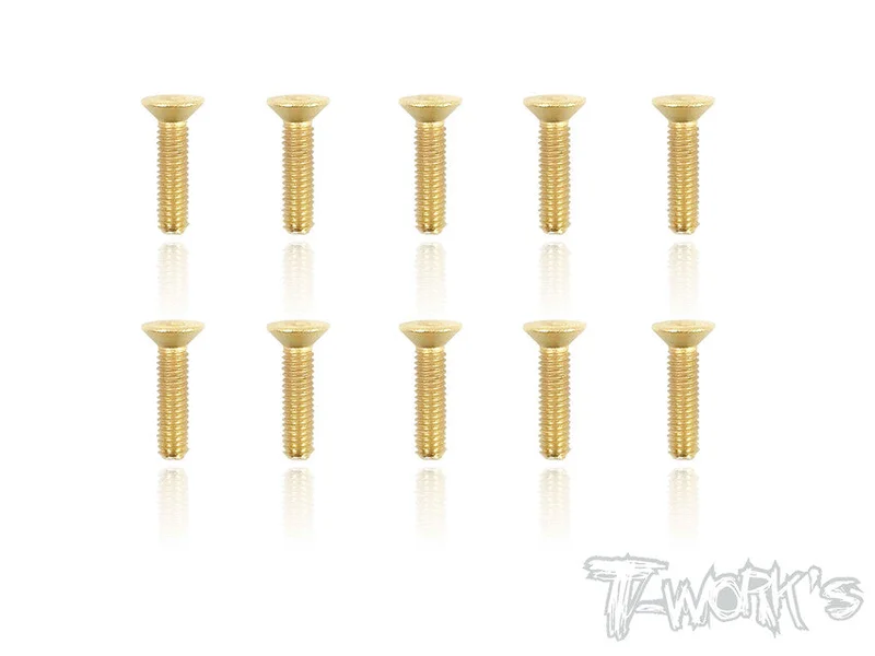 GSS-312C 3mmx12mm Gold Plated Hex. Countersink Steel Screws10pcs.