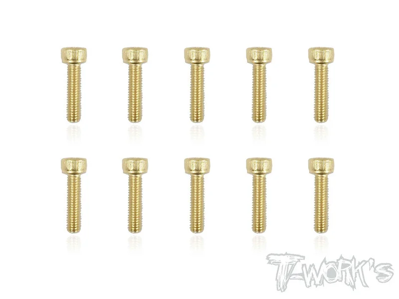 GSS-312H 3mmx12mm Gold Plated Hex. Socket Head Steel Screws 10pcs.
