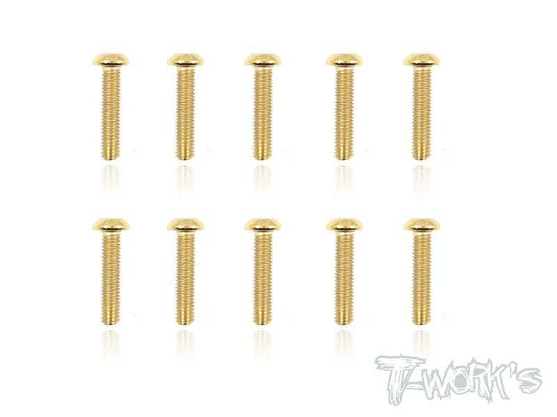 GSS-314B 3mmx14mm Gold Plated Button Head Steel Screws10pcs.