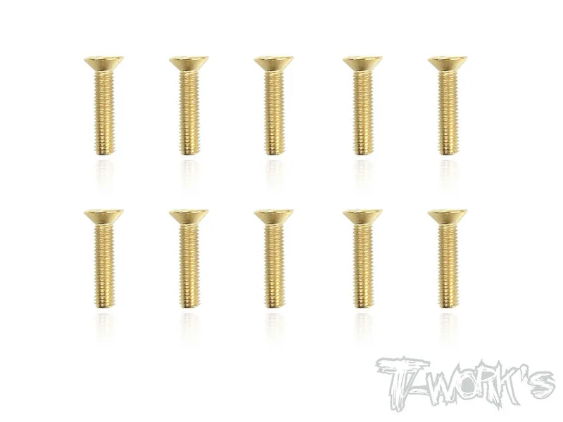 GSS-314C 3mmx14mm Gold Plated Hex. Countersink Steel Screws10pcs.