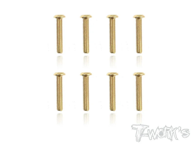 GSS-316B 3mmx16mm Gold Plated Button Head Steel Screws8pcs.