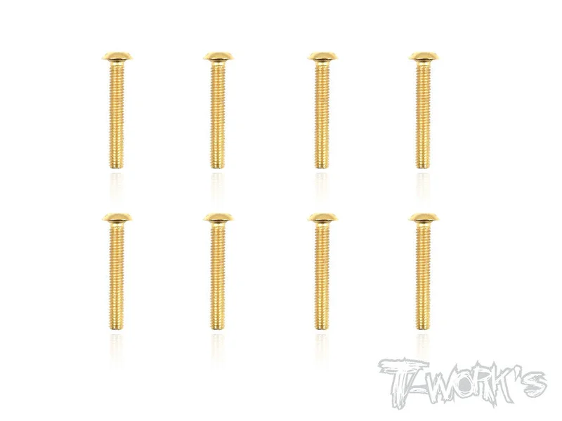 GSS-318B 3mmx18mm Gold Plated Button Head Steel Screws8pcs.