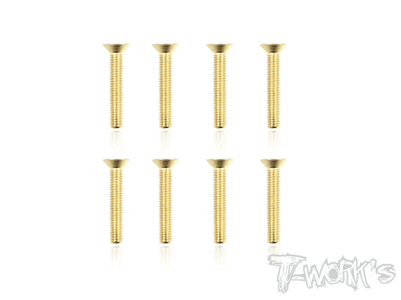 GSS-318C 3mmx18mm Gold Plated Hex. Countersink Steel Screws8pcs.