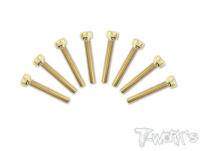 GSS-320H 3mmx20mm Gold Plated Hex. Socket Head Steel Screws8pcs.