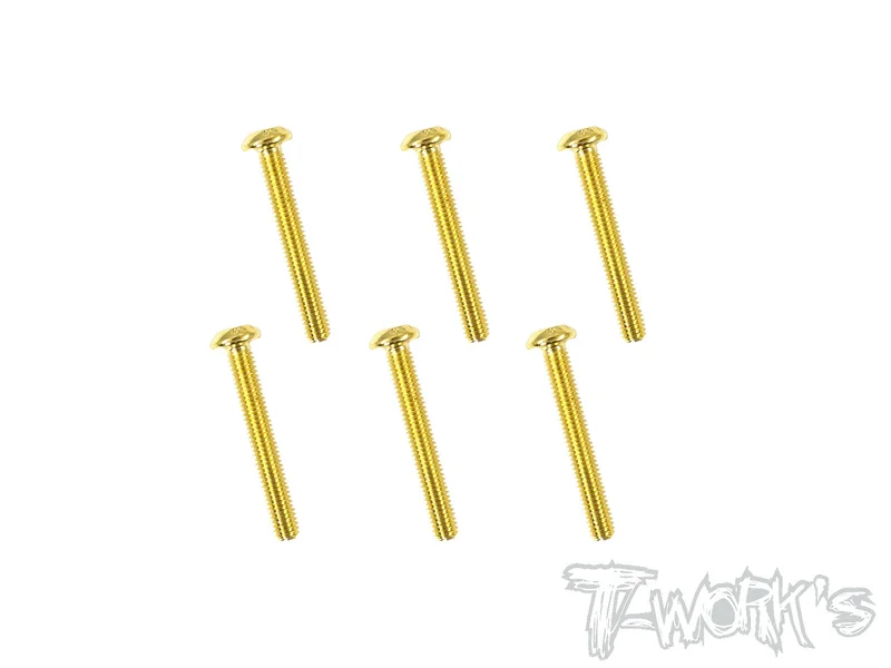 GSS-322B 3mmx22mm Gold Plated Button Head Screws6pcs.