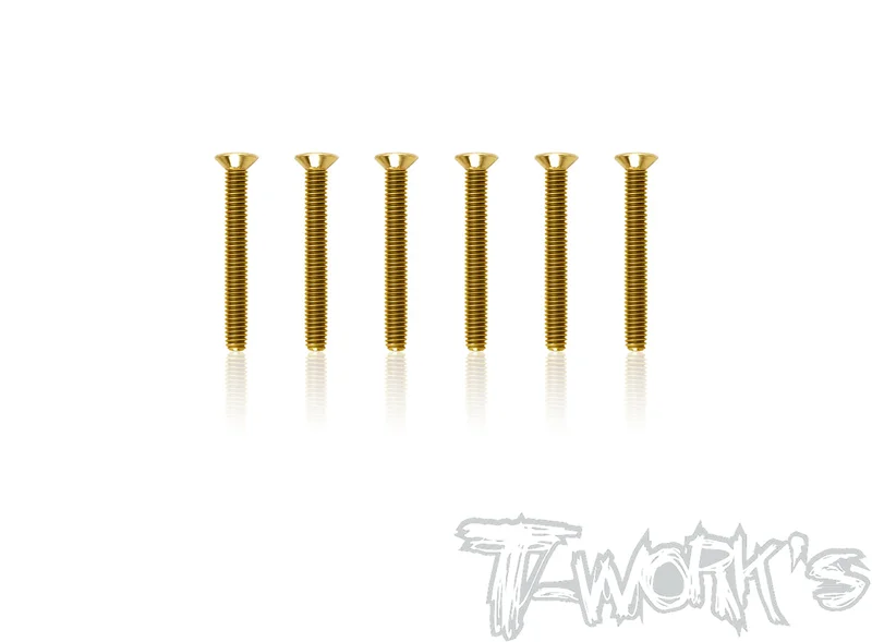 GSS-322C 3mmx22mm Gold Plated Steel Hex. Countersink Screws6pcs.