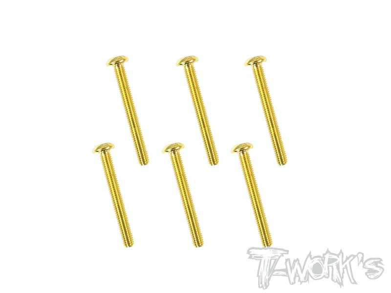 GSS-325B 3mmx25mm Gold Plated Button Head Screws6pcs.