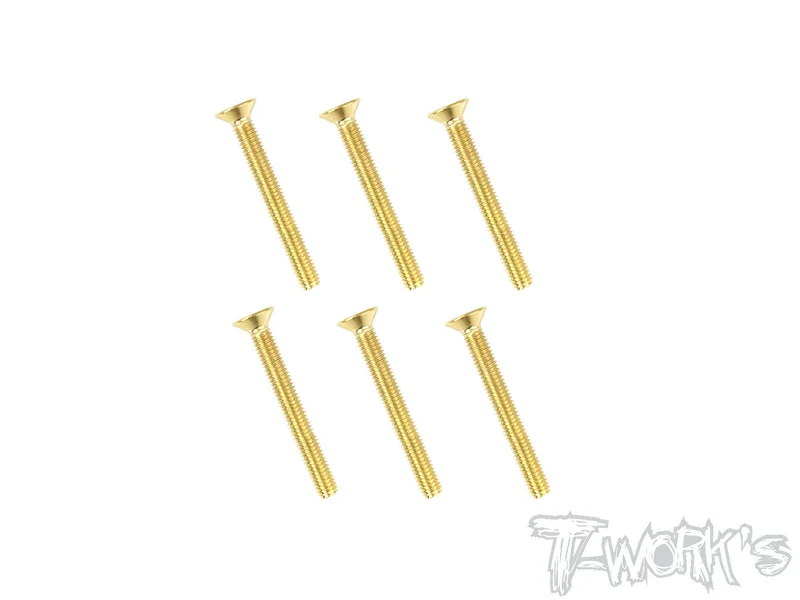GSS-325C 3mmx25mm Gold Plated Steel Hex. Countersink Screws6pcs.