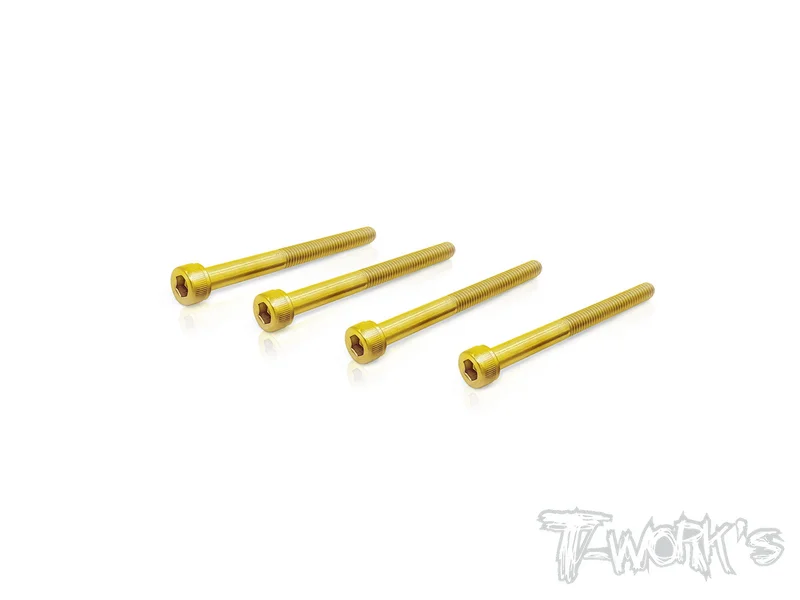GSS-335HH 3mmx35mm Gold Plated Steel Hex. Socket Head Half Thread Screws4pcs.