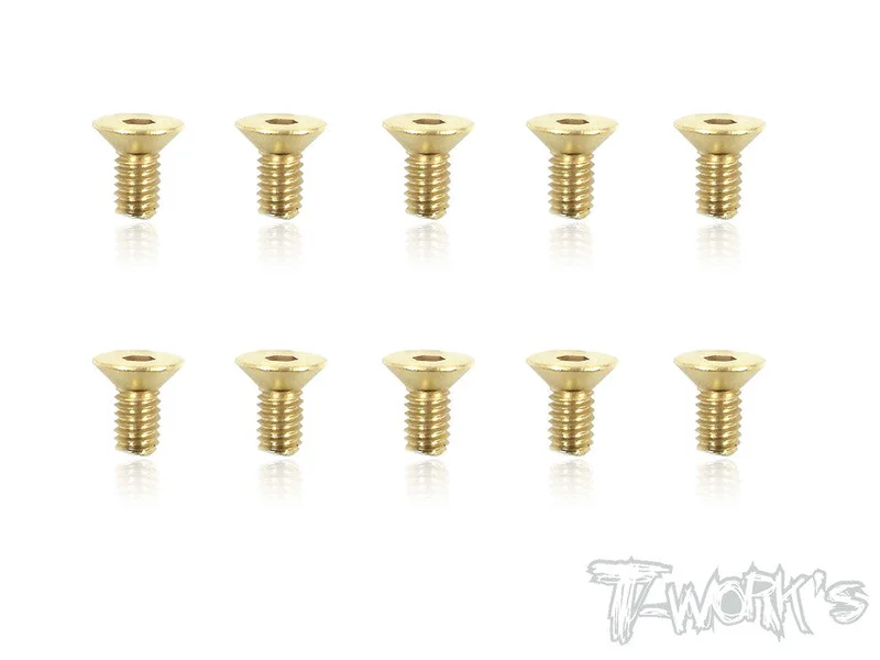 GSS-408C 4mmx8mm Gold Plated Hex. Countersink Steel Screws10pcs.