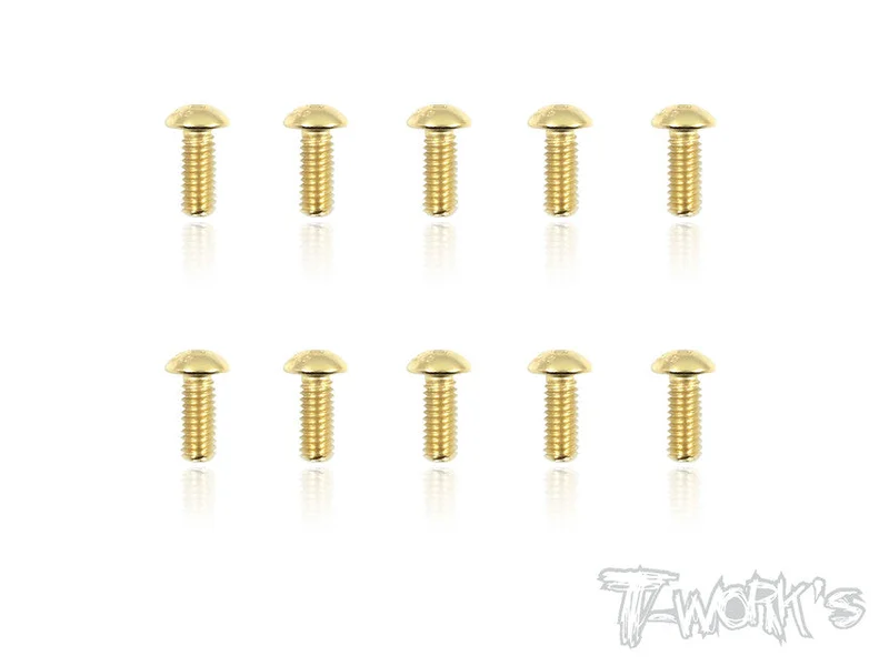 GSS-410B 4mmx10mm Gold Plated Button Head Steel Screws10pcs.