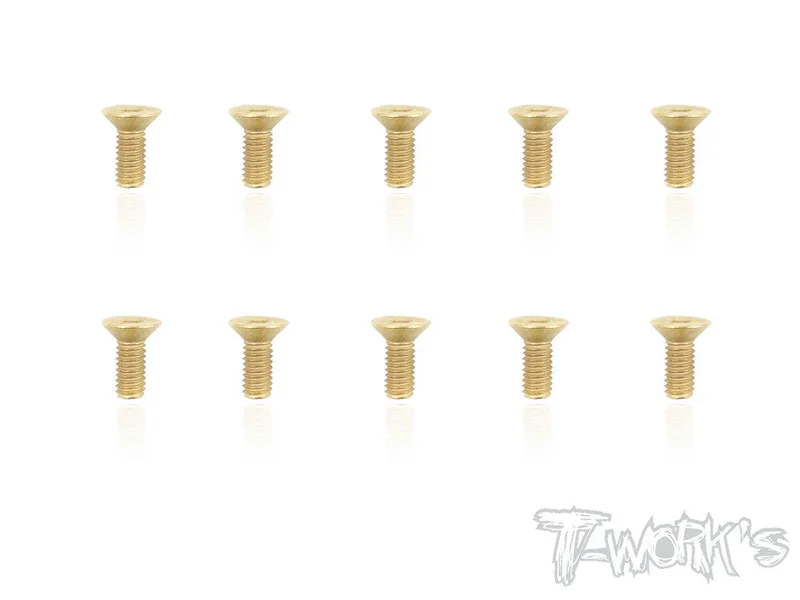 GSS-410C 4mmx10mm Gold Plated Hex. Countersink Steel Screws10pcs.
