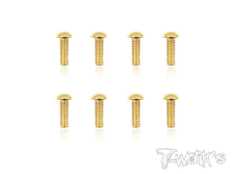 GSS-412B 4mmx12mm Gold Plated Button Head Steel Screws8pcs.