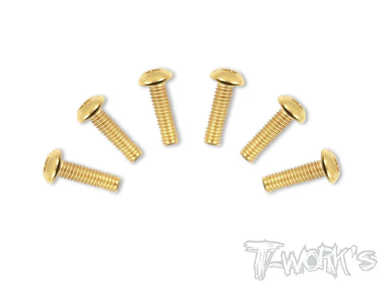 GSS-414B 4mmx14mm Gold Plated Button Head Steel Screws6pcs.