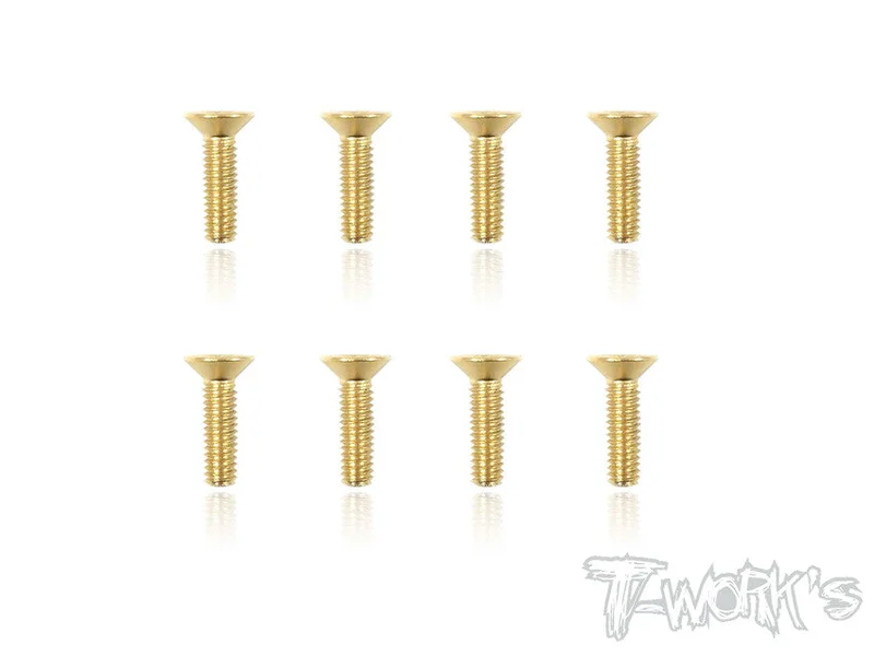 GSS-414C 4mmx14mm Gold Plated Hex. Countersink Steel Screws8pcs.