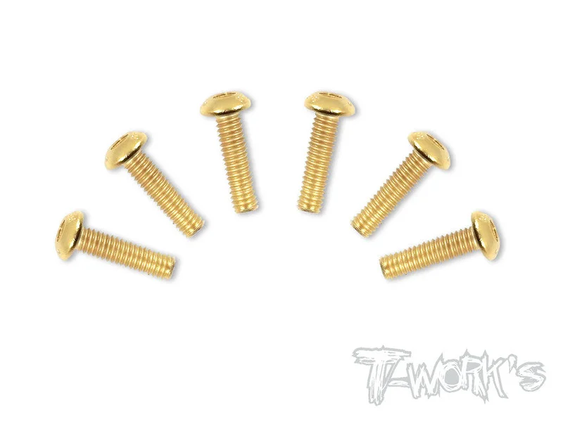 GSS-416B 4mmx16mm Gold Plated Button Head Steel Screws6pcs.