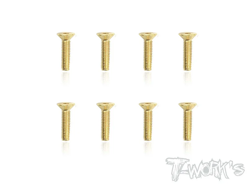 GSS-416C 4mmx16mm Gold Plated Hex. Countersink Steel Screws8pcs.