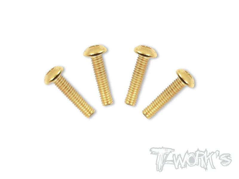 GSS-418B 4mmx18mm Gold Plated Button Head Steel Screws4pcs.