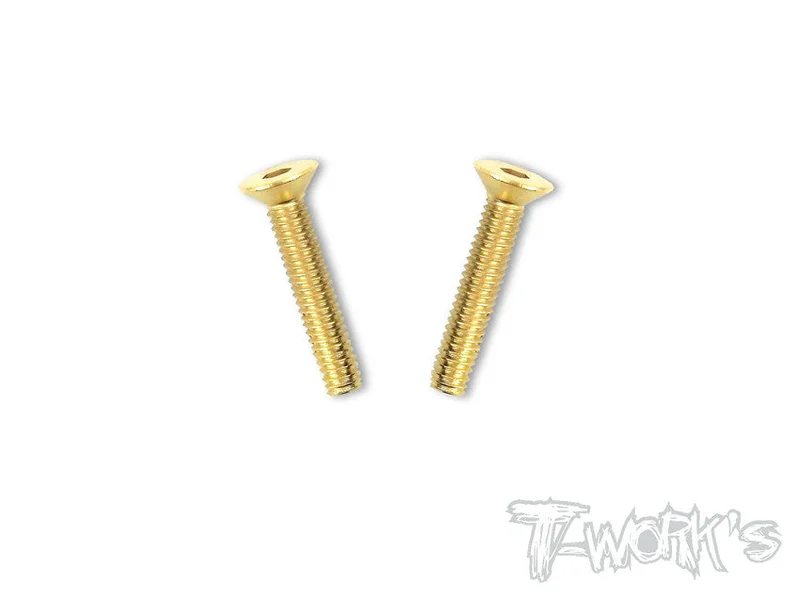 GSS-425C 4mmx25mm Gold Plated Hex. Countersink Steel Screws2pcs.