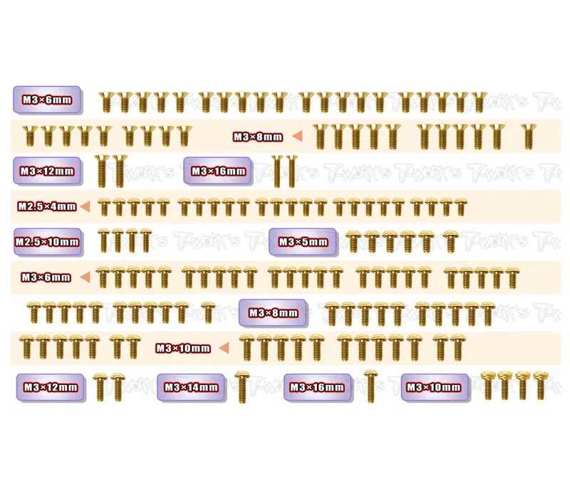GSS-750EGold Plated Steel Screw Set 151pcs. ( For Serpent 750e NATRIX )