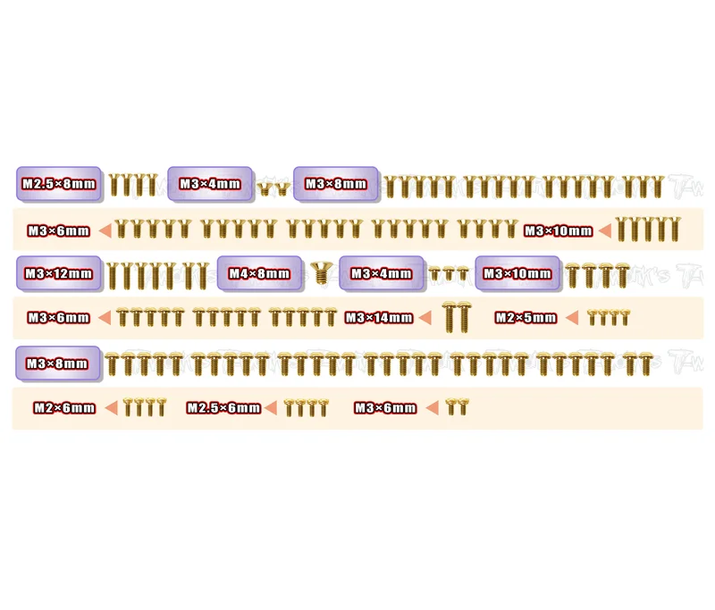 GSS-A10MF'26 Gold Plated Steel Screw Set 131pcs. ( For ARC A10 MF-26 )