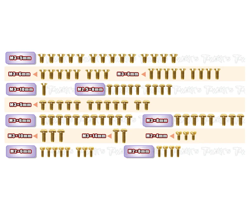 GSS-A800FXR Gold Plated Steel Screw Set 92pcs. ( For Awesomatix A800FXR )