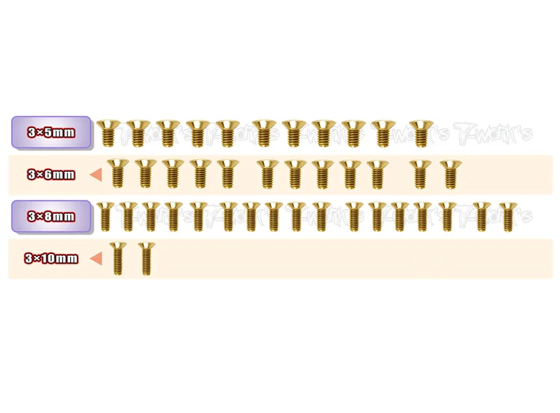 GSS-A800R-B Gold Plated Steel Screw Set( Bottom )42pcs. ( For Awesomatix A800R )