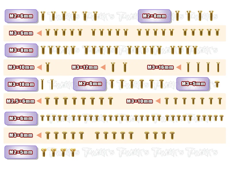 GSS-BD11 Gold Plated Steel Screw Set 128pcs. ( For Yokomo BD11 )