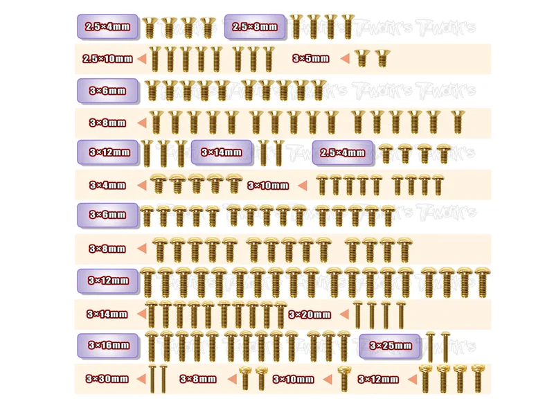 GSS-CATL1RGold Plated Steel Screw Set 153pcs. ( For Schumacher CAT L1R )