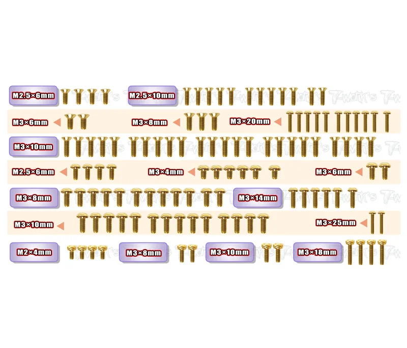 GSS-EB410.2 Gold Plated Steel Screw Set 114pcs. ( For TEKNO EB410.2 )