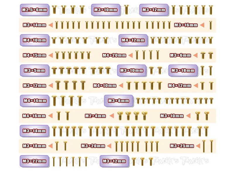 GSS-EB482.1Gold Plated Steel Screw Set 153pcs. ( For TEKNO EB48 2.1 )