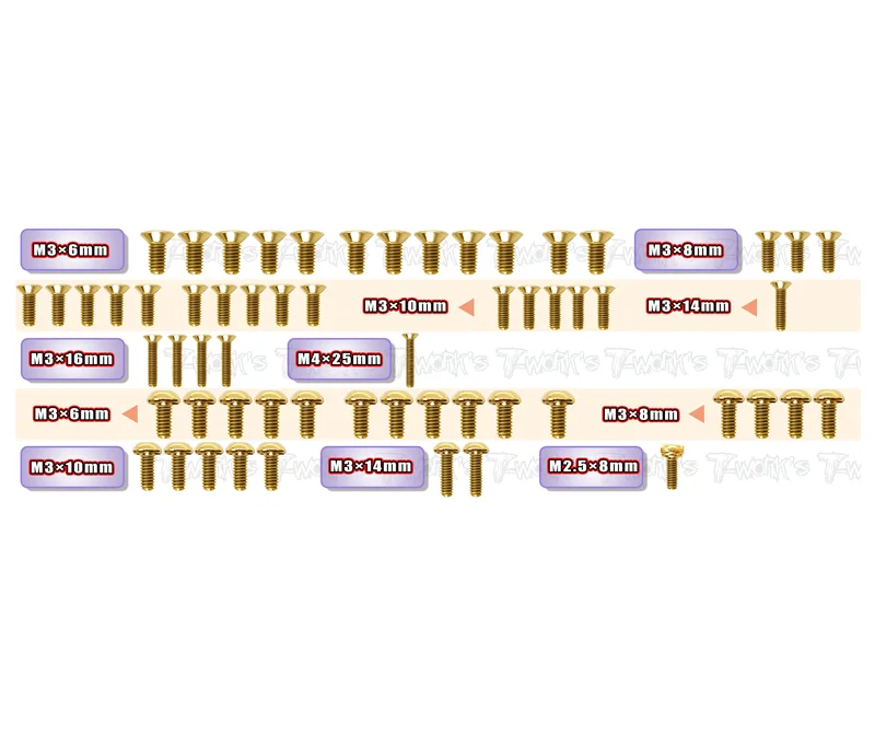 GSS-F1ULR5 Gold Plated Steel Screw Set 59pcs.( For EXOTEK F1 ULTRA R5 )