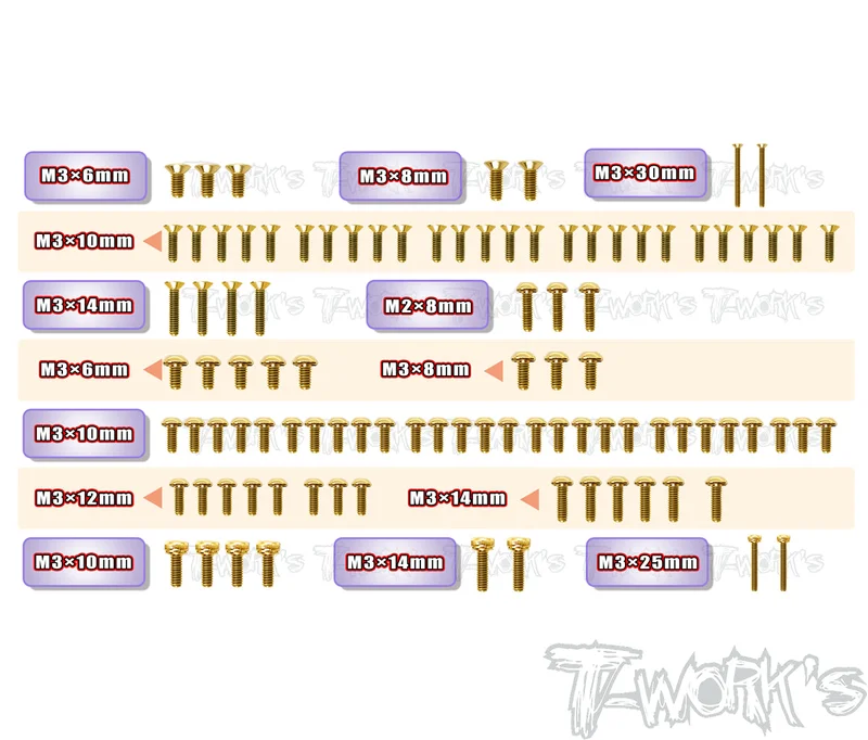 GSS-FW06 Gold Plated Steel Screw Set 98pcs. ( For Kyosho FW-06 )