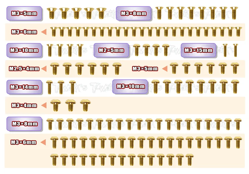 GSS-IF14-2F Gold Plated Steel Screw Set 128pcs. ( For INFINITY IF14-2F )