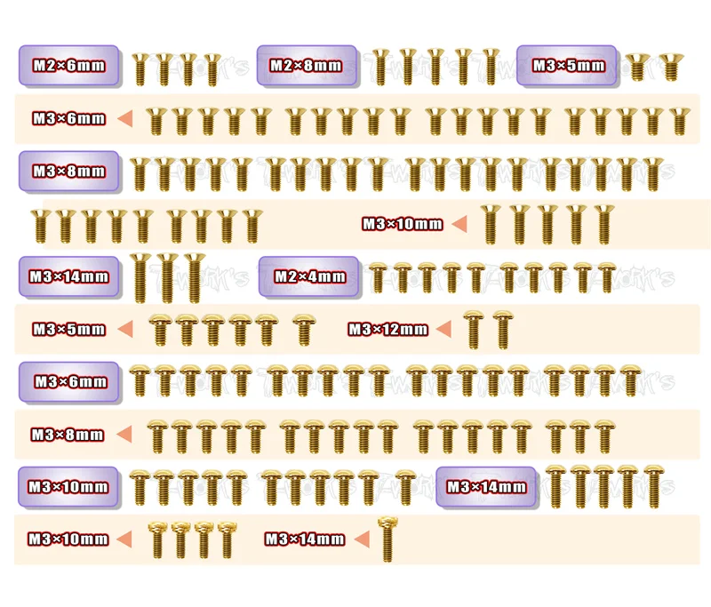 GSS-IF15-II Gold Plated Steel Screw Set 144pcs. ( For Infinity IF15-II )