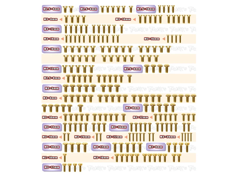 GSS-IFB8 Gold Plated Steel Screw Set 224pcs.( For Infinity IFB8 )