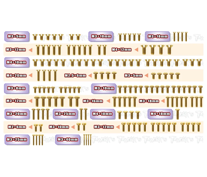 GSS-iX5BGold Plated Steel Screw Set 151pcs. ( For Hong Nor iX5B )
