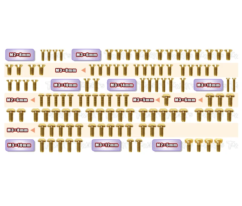 GSS-MS1.0   Gold Plated Steel Screw Set 111pcs.( For Yokomo MS1.0 )