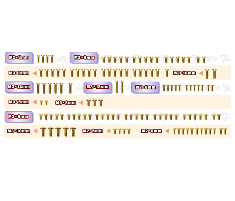 GSS-MS2.0Gold Plated Steel Screw Set 122pcs.  ( For Yokomo MS2.0 )