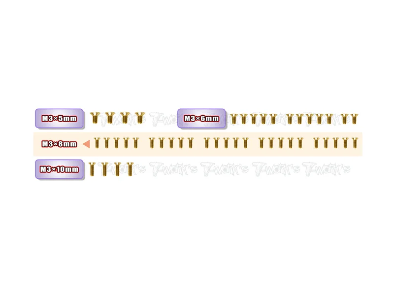 GSS-NT1'23-B  Gold Plated Steel Screw Set( Bottom ) 45pcs. ( For Xray NT1 2023 )