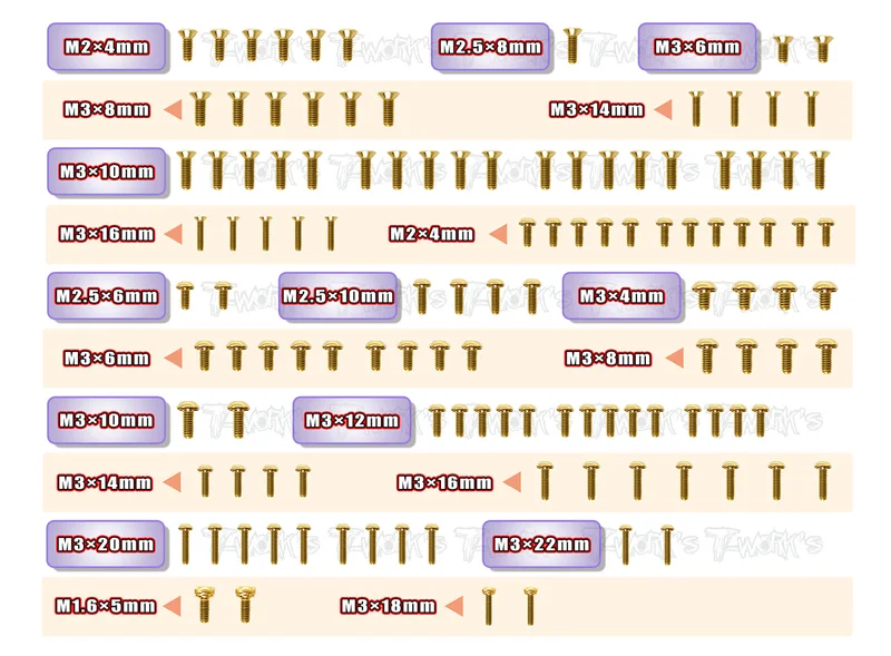 GSS-RC10B6.4 Gold Plated Steel Screw Set 120pcs. ( For Team Associated RC10 B6.4 )