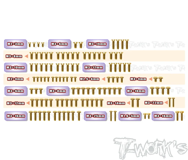 GSS-RC10B7.1DGold Plated Steel Screw Set 126pcs. ( For Team Associated RC10 B7.1D )