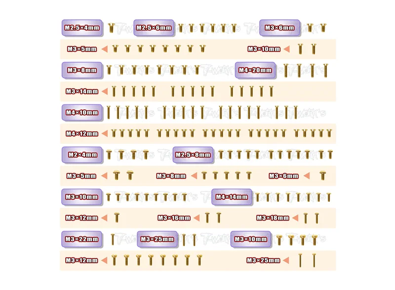 GSS-RC8B4EGold Plated Steel Screw Set 152pcs.( For Team Associated RC8 B4E )