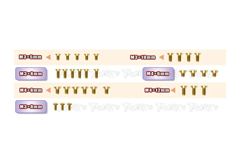 GSS-RX8'23-B Gold Plated Steel Screw Set( Bottom ) 31pcs. ( For Xray RX8 2023 )