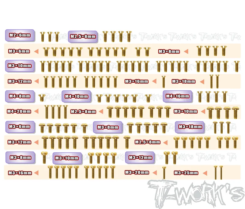 GSS-SBX4Gold Plated Steel Screw Set 142pcs. ( For WIRC SBX4 )