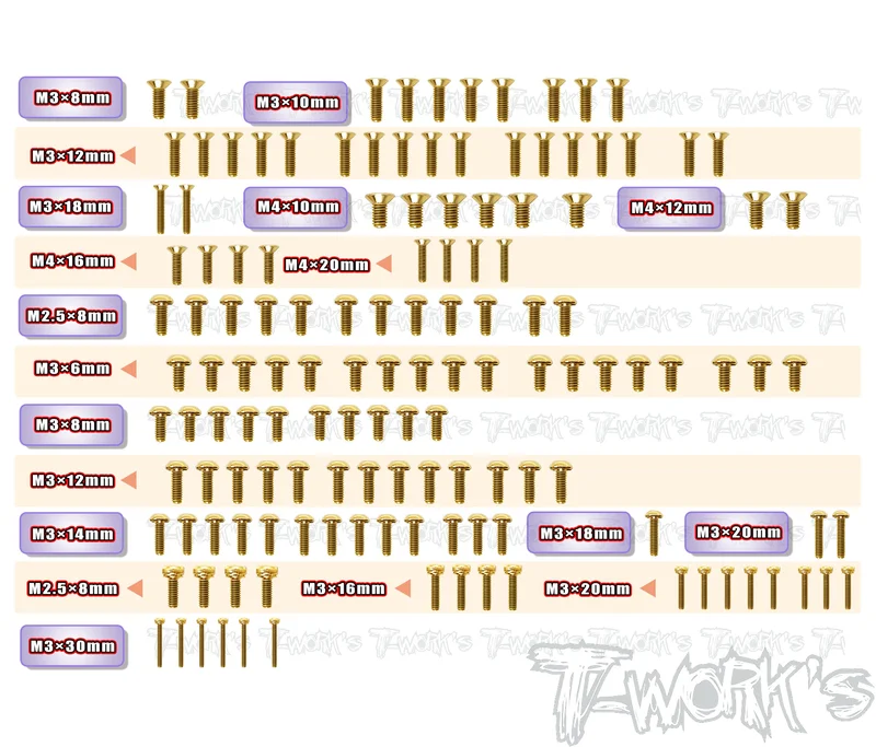 GSS-SBXE-3Gold Plated Steel Screw Set 136pcs. ( For WIRC SBXE-3 )