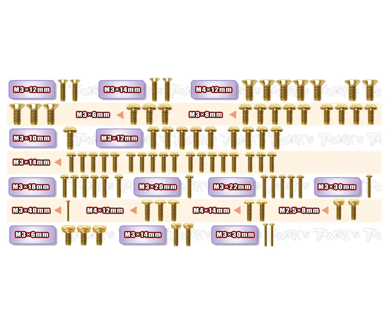 GSS-Slash2WD   Gold Plated Steel Screw Set 82pcs.( For TRASSAS Slash 2WD )